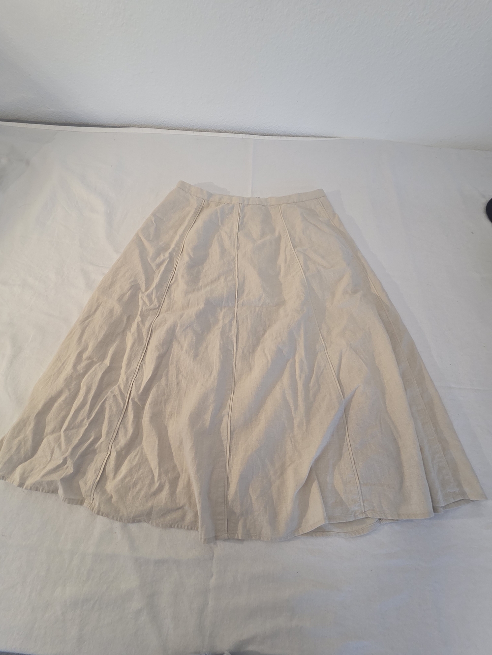 Linen Blend Christopher & Banks Women's Cream A-Line Midi Skirt